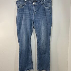 ZCo Premium Women's Classic Blue Boot Cut Jeans White Thread Embroidered